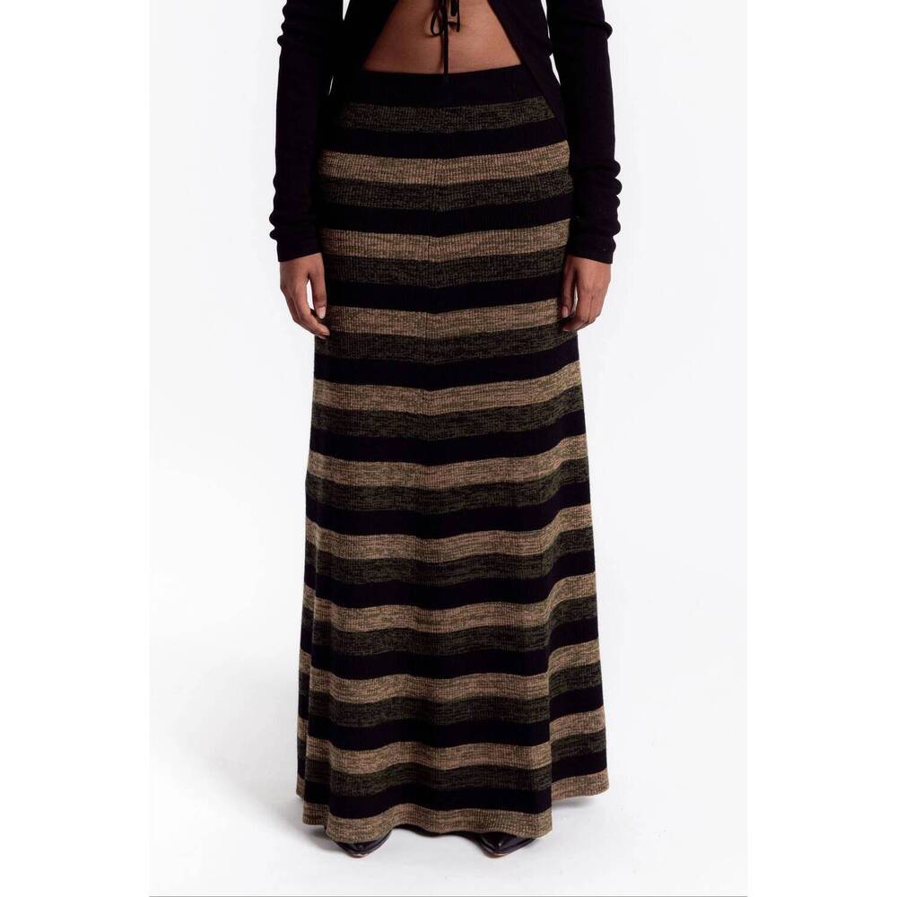 NEW GANNI ribbed merino maxi skirt in multicolor